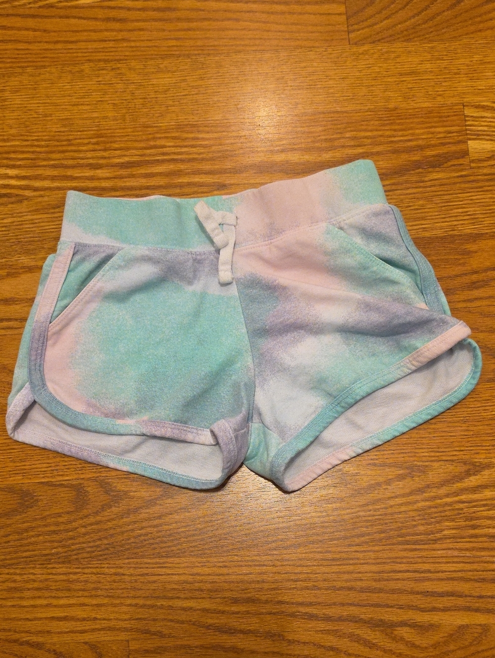 Falls Creek Pastel Tie-Dye Lounge Shorts - Aqua, Lavender, Pink M (7/8)
